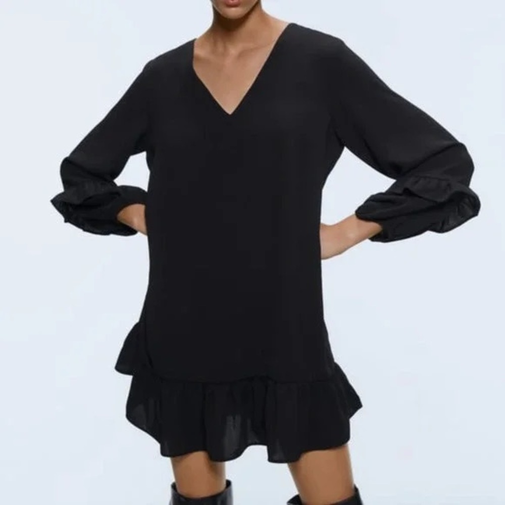 Elegant Black Ruffle Dress